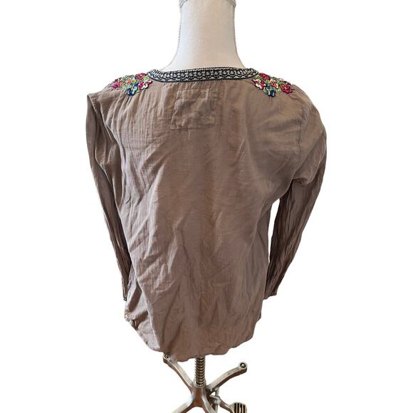 Johnny Was Biya Colorful Floral Embroidered Shirt Gray S - Picture 6 of 8